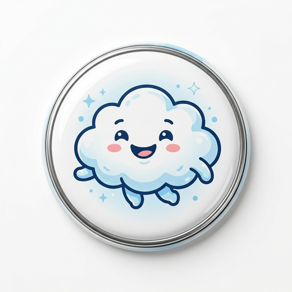 Happy Cloud Pin Button 2.25-inch