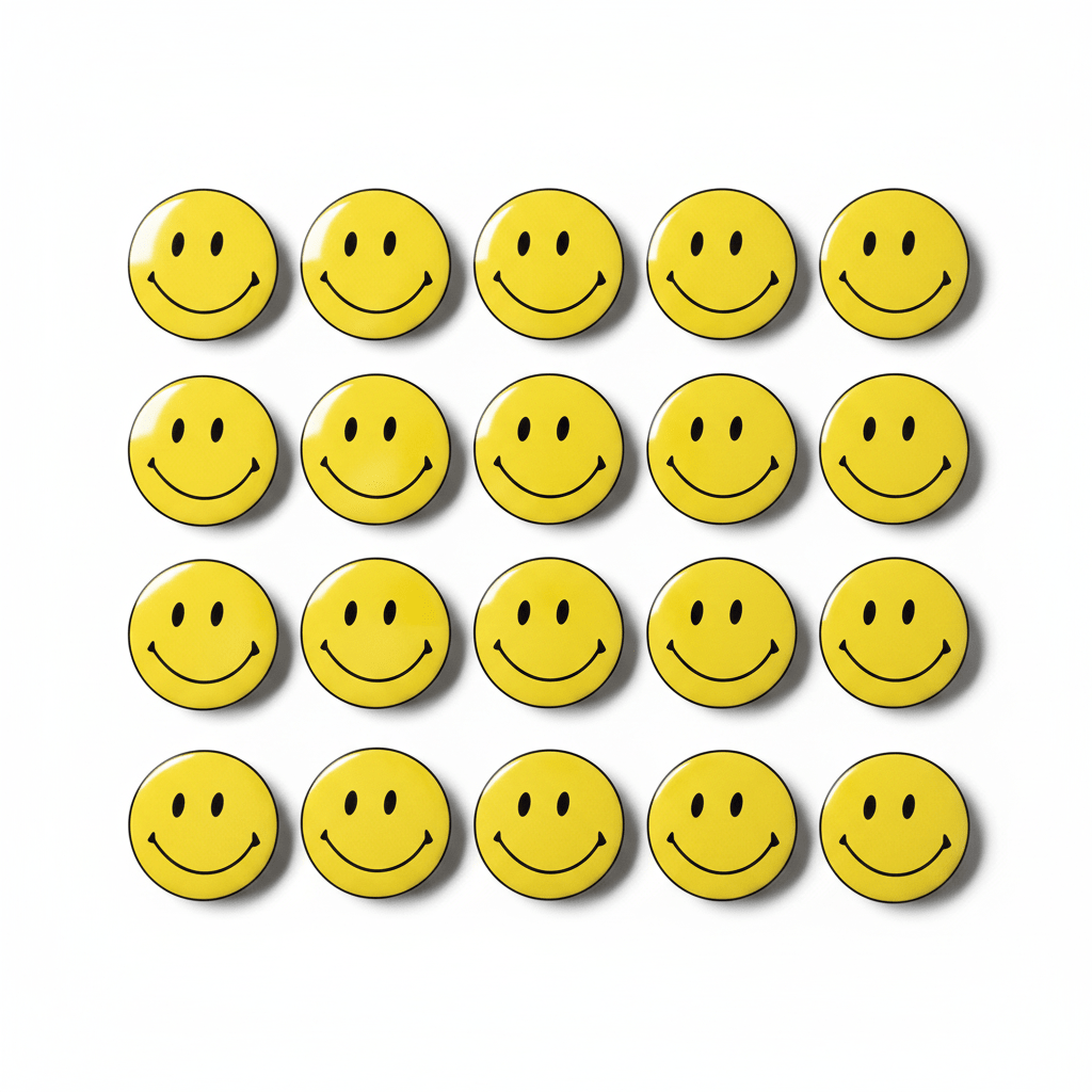 Happy Face Happiness Pinback 1.25-inch 6 pcs - My Pinbacks