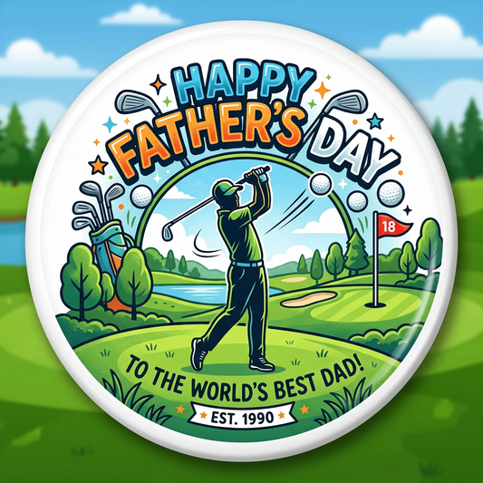 Happy Fathers Day Golfing Pin Button 2.25-inch