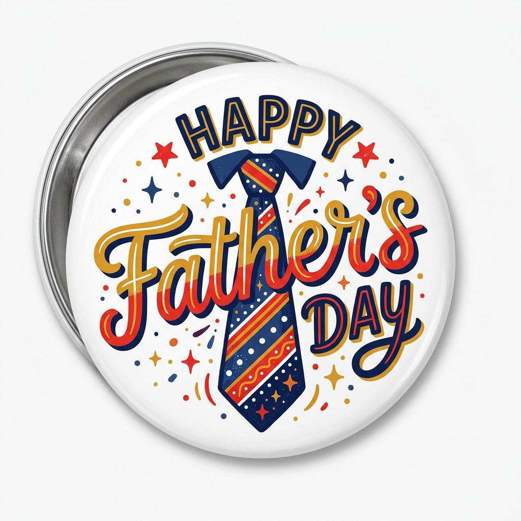 Happy Fathers Day Tie Pin Button 2.25-inch