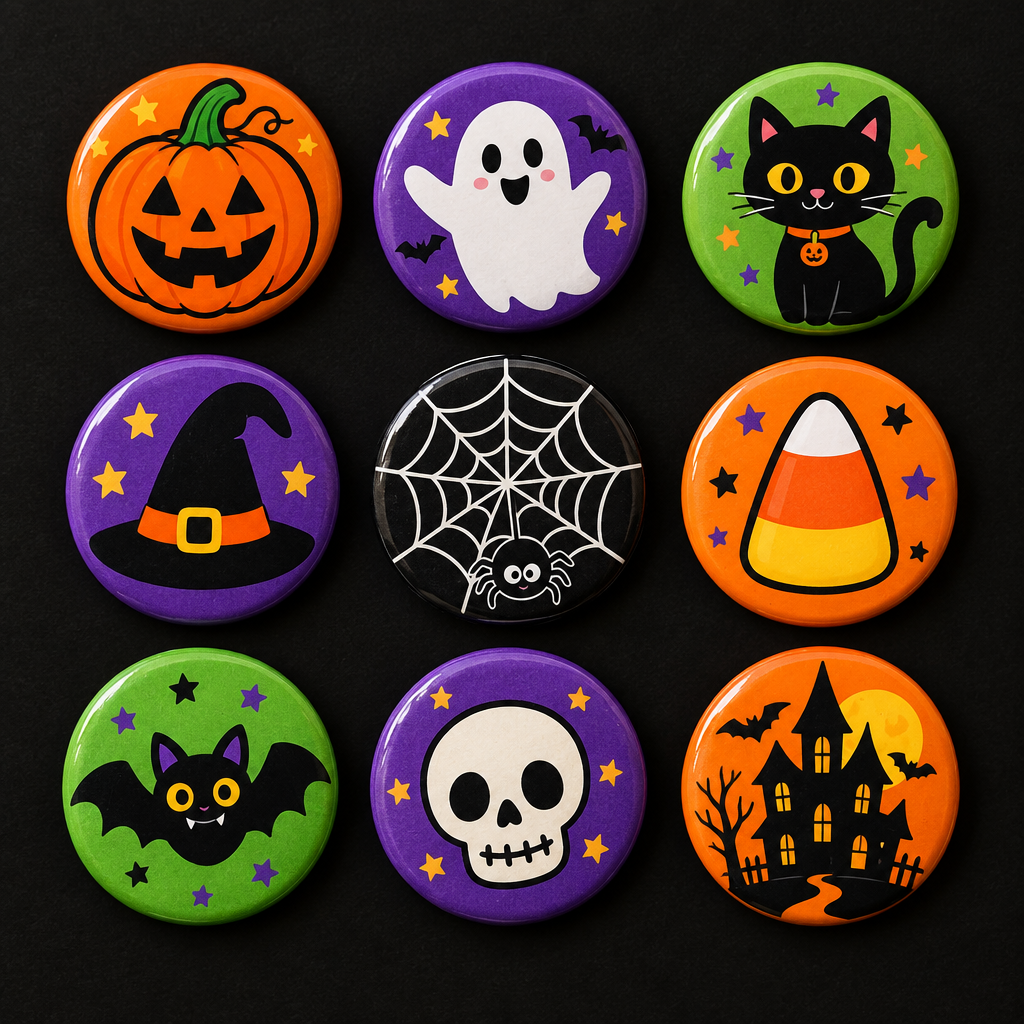 Happy Halloween Collection Pin Button 1.25-inch 18 Pcs