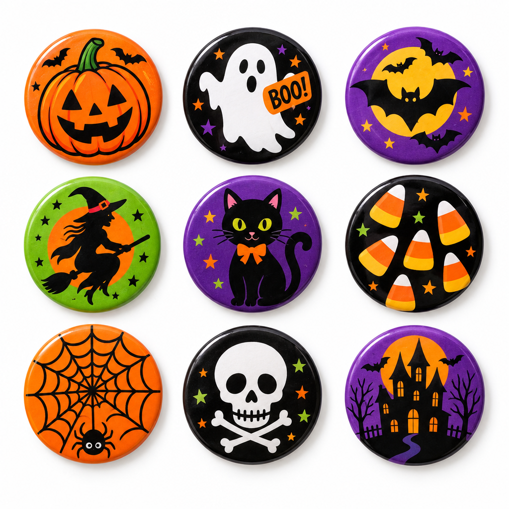 Happy Halloween Collection Pin Button 1.25-inch 18 Pcs