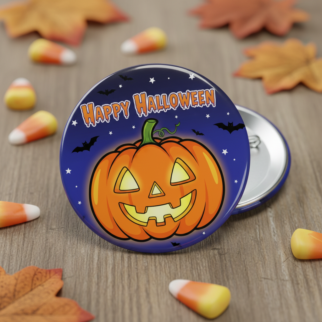 Happy Halloween Pumpkin Pin Button 2.25-inch