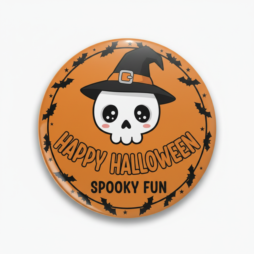 Happy Halloween Skull Pin Button 2.25-inch