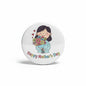 2.25-inch round mother's day pinback badge with cartoon girl holding flowers and hearts