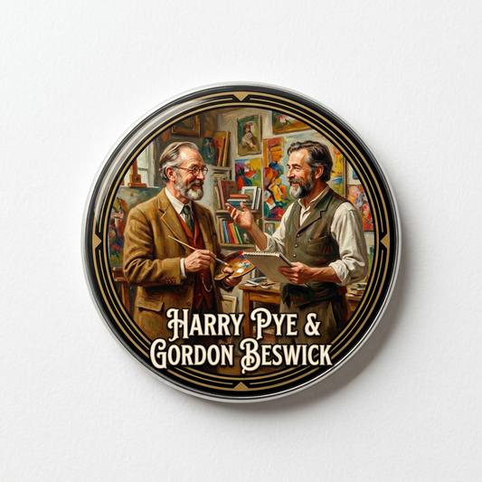 Harry Pye and Gordon Beswick Painting Pin Button 2.25-inch