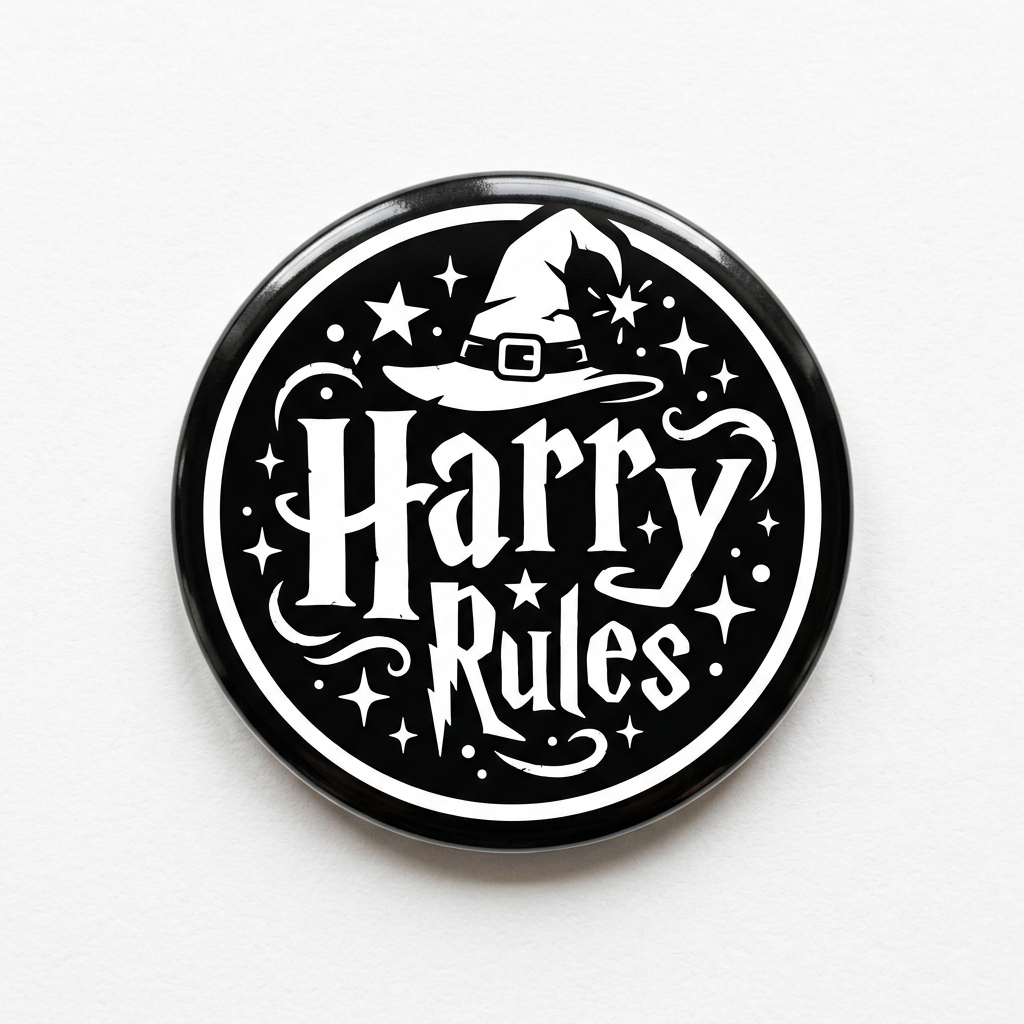 Harry Rules Wizard Pin Button 2.25-inch