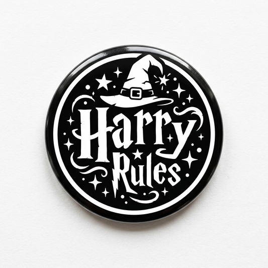 Harry Rules Wizard Pin Button 2.25-inch