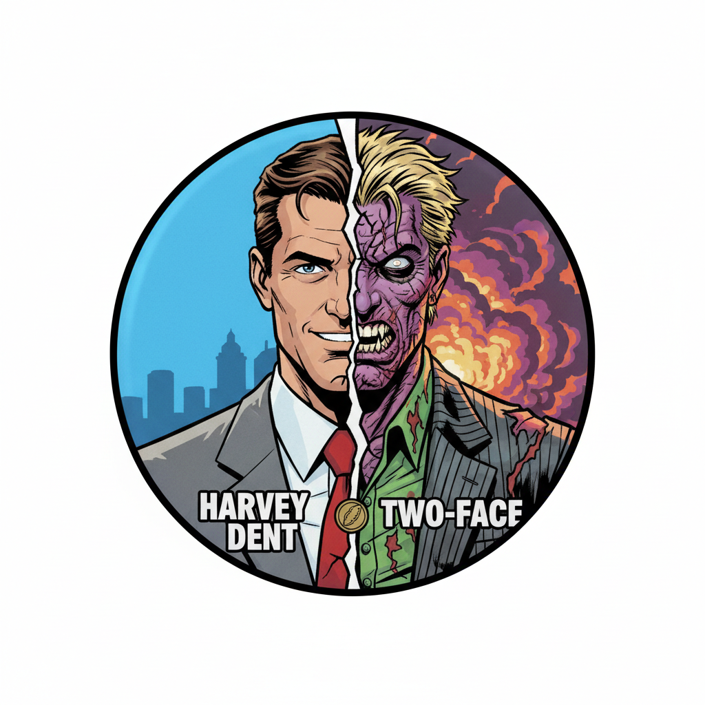 I Believe in Harvey Dent Cartoon Pinback 2.25-inch