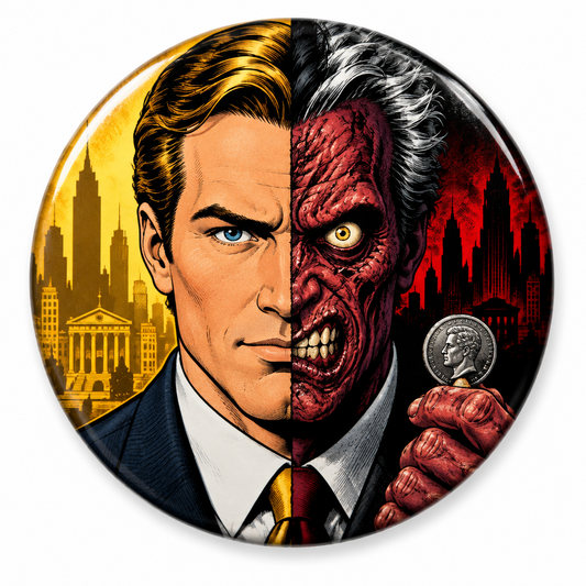 Harvey Dent Two Face Bad Coin Pin Button 2.25-inch