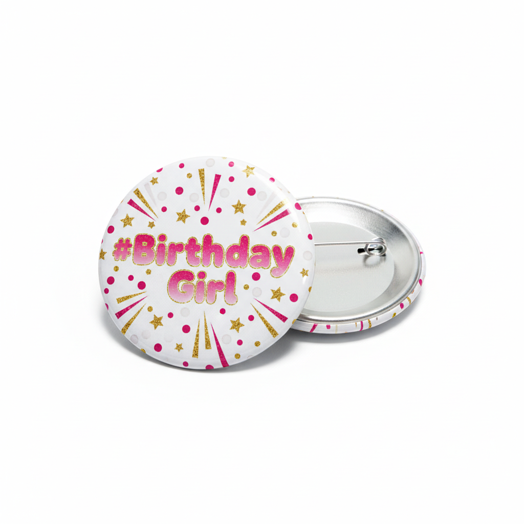 Hashtag Birthday Girl Pinback 2.25-inch