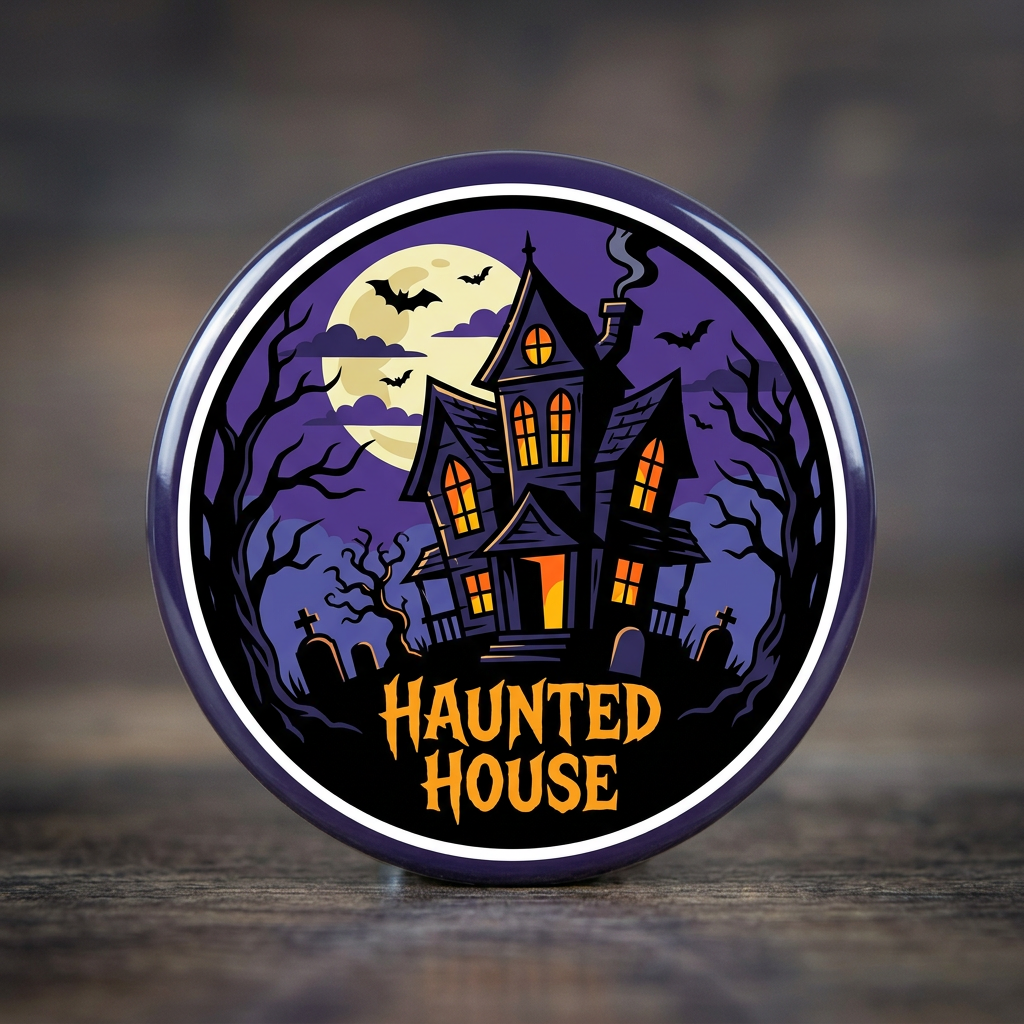 Haunted House Pin Button 2.25-inch