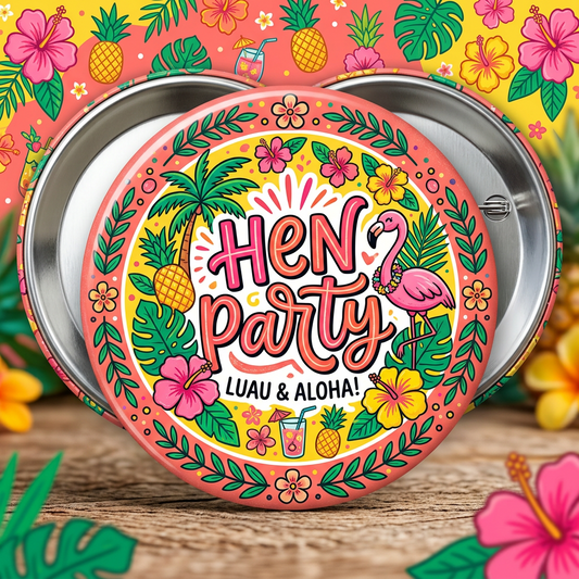 Hawaiian Hen Party Pin Button 2.25-inch