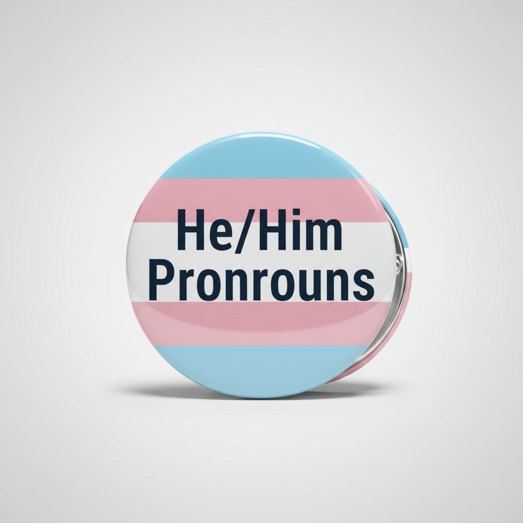 He Him Pronouns Transgender Flag Pinback 2.25-inch