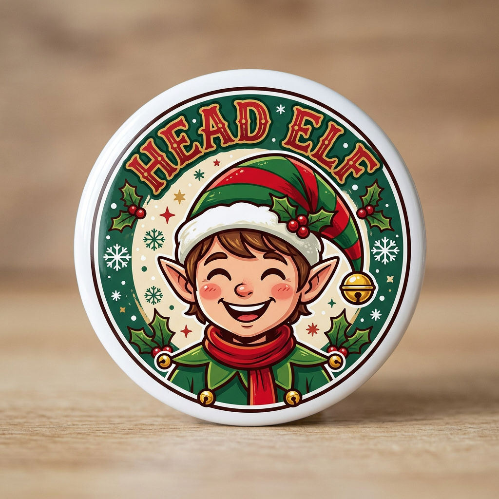 Head Elf Pin Button 2.25-inch