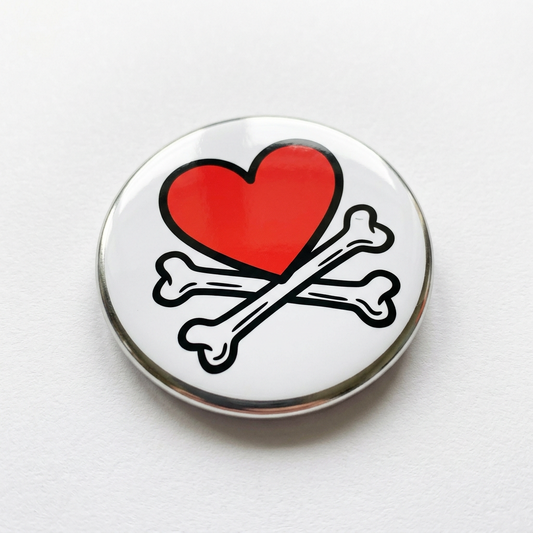 Heart & Crossbones Pin Button 2.25-inch