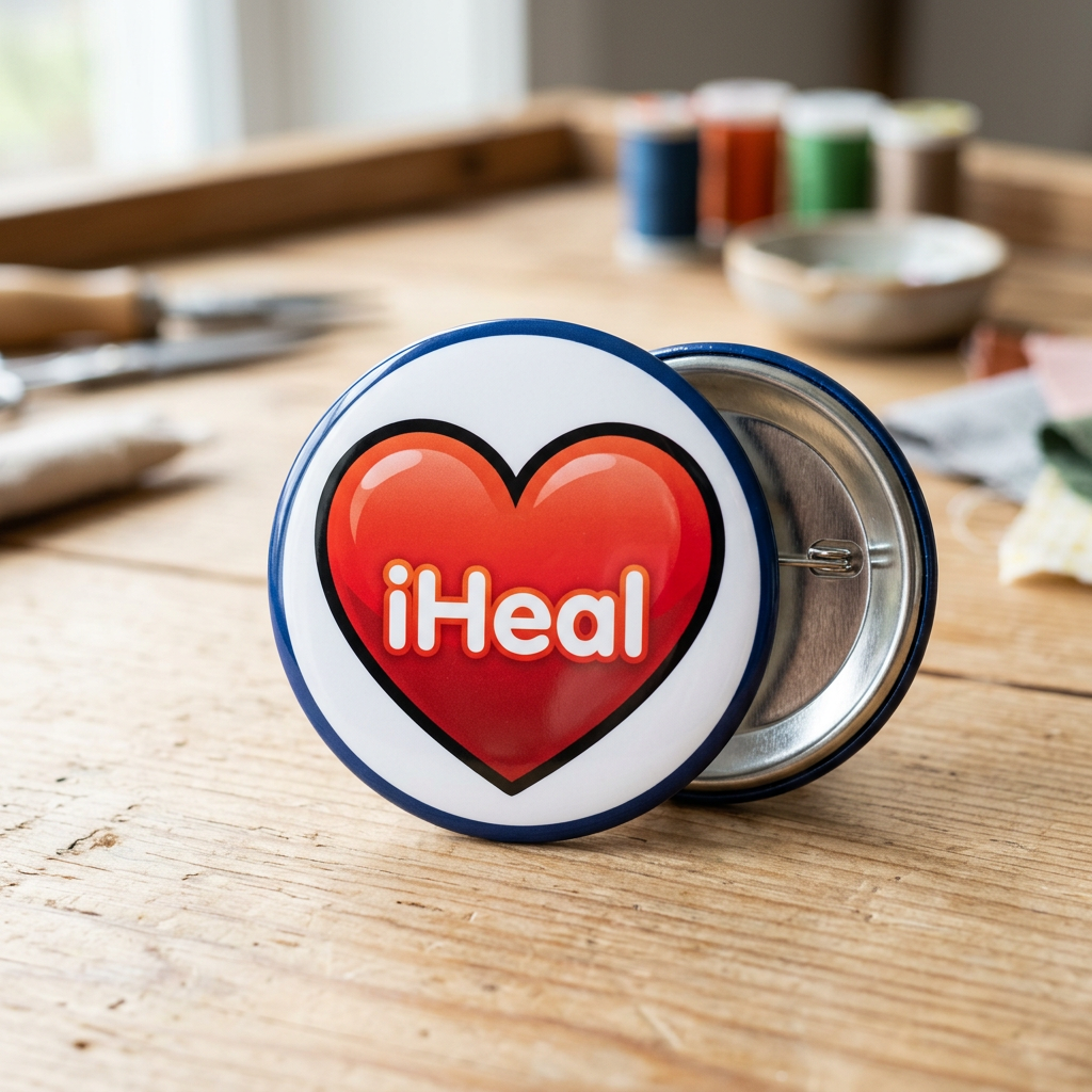 Heart iHeal Pin Button 2.25-inch