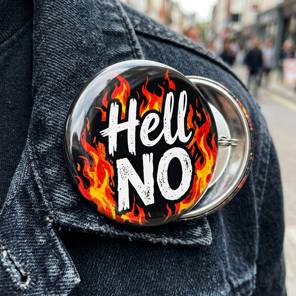 Hell NO Pin Button 2.25-inch