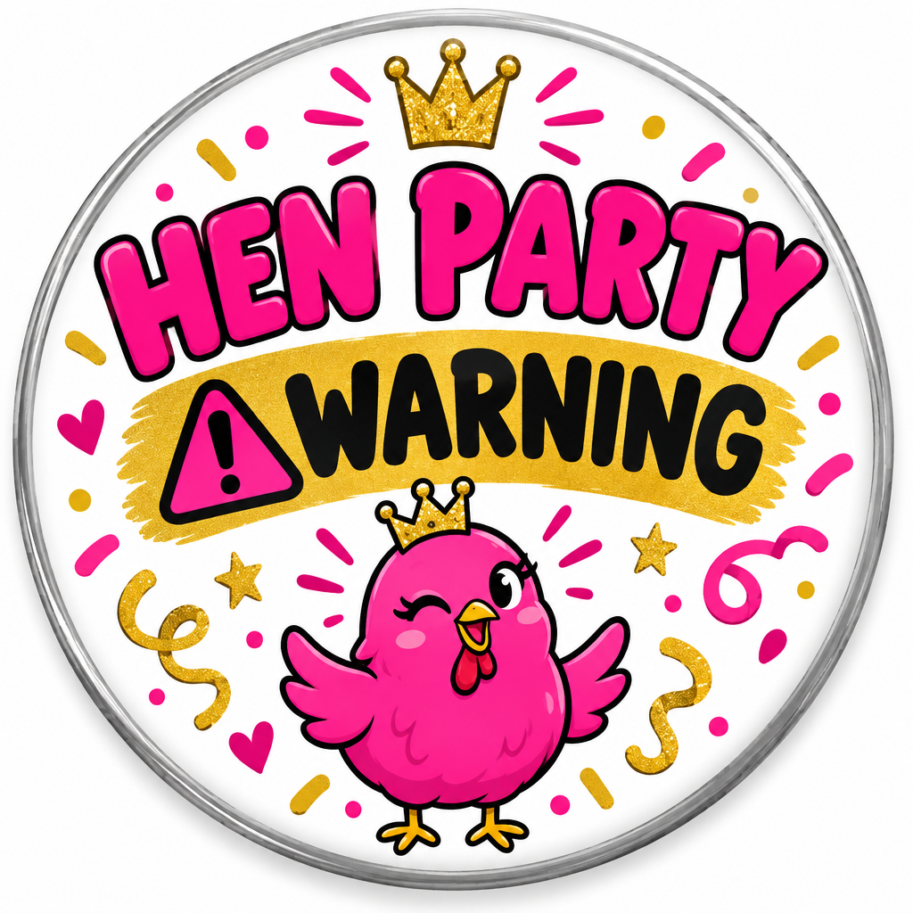 Hen Party WARNING Pin Button 2.25-inch