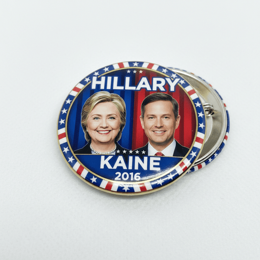 Hillary Clinton & Tim Kaine Jugate Photo Stars Pinback Pinback 2.25-inch - My Pinbacks