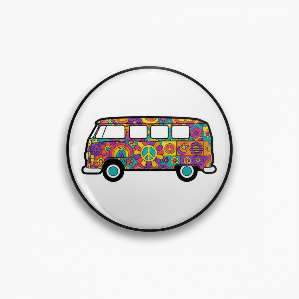 Hippie bus vehicle van Pinback 2.25-inch
