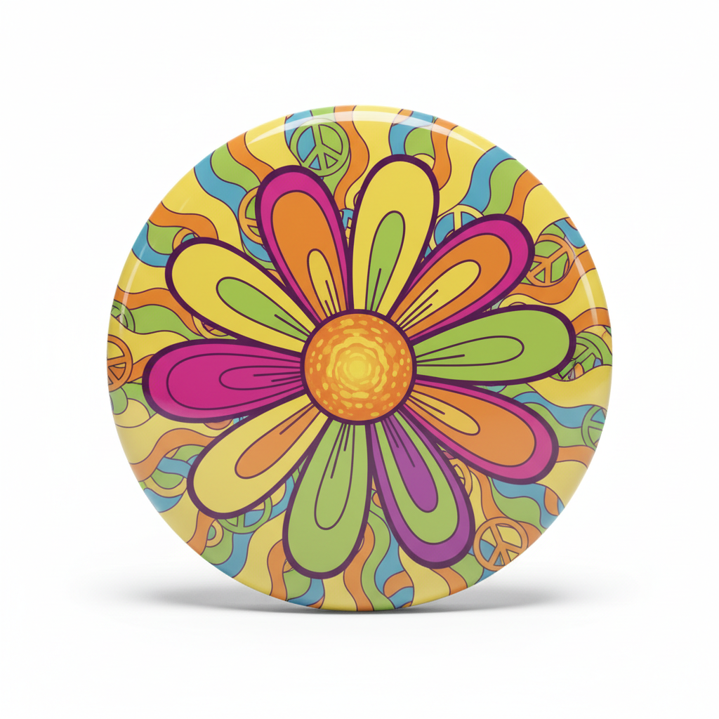 Hippie Flower Power 2 Pinback 2.25-inch