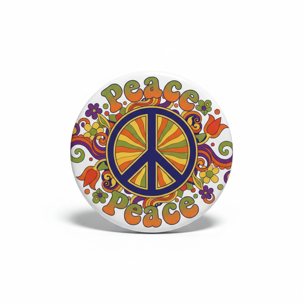 Hippie Peace 1960 Pinback 2.25-inch