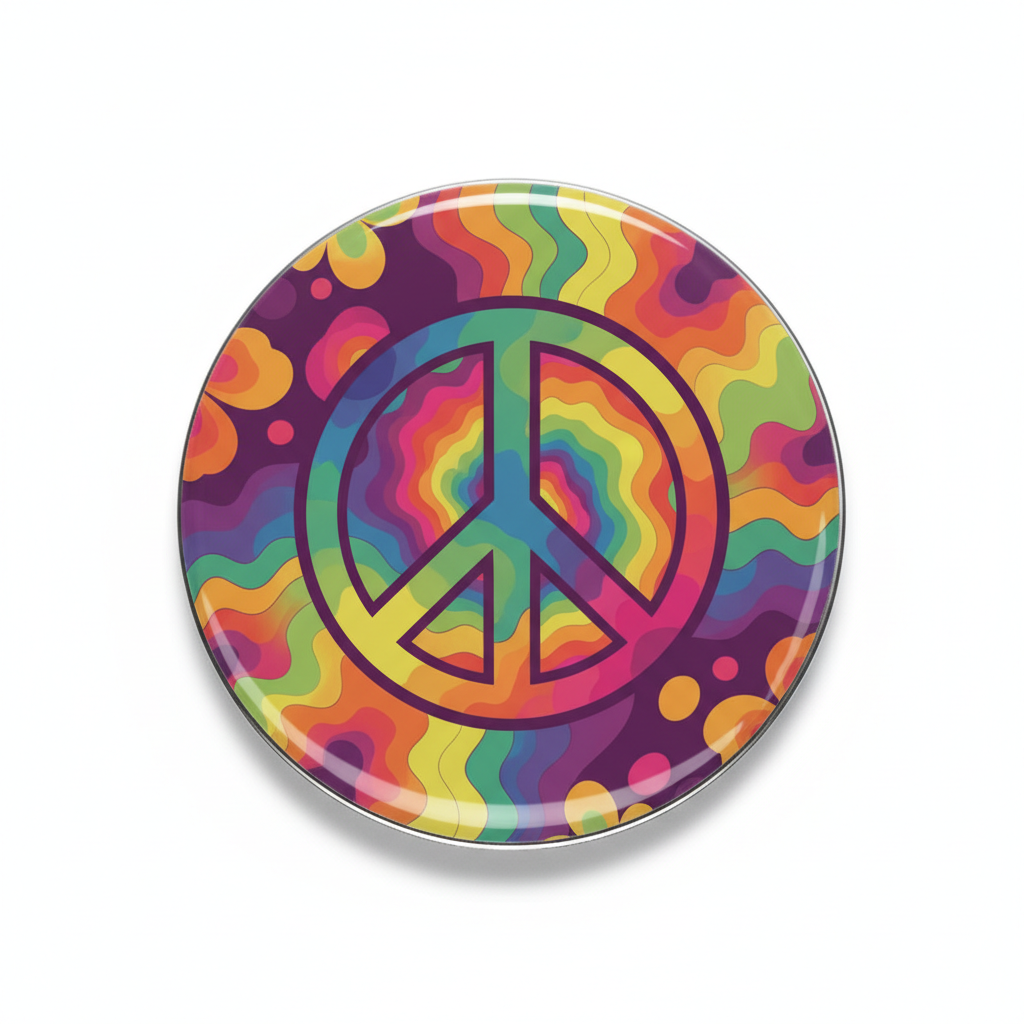 Hippie Peace Pinback 2.25-inch
