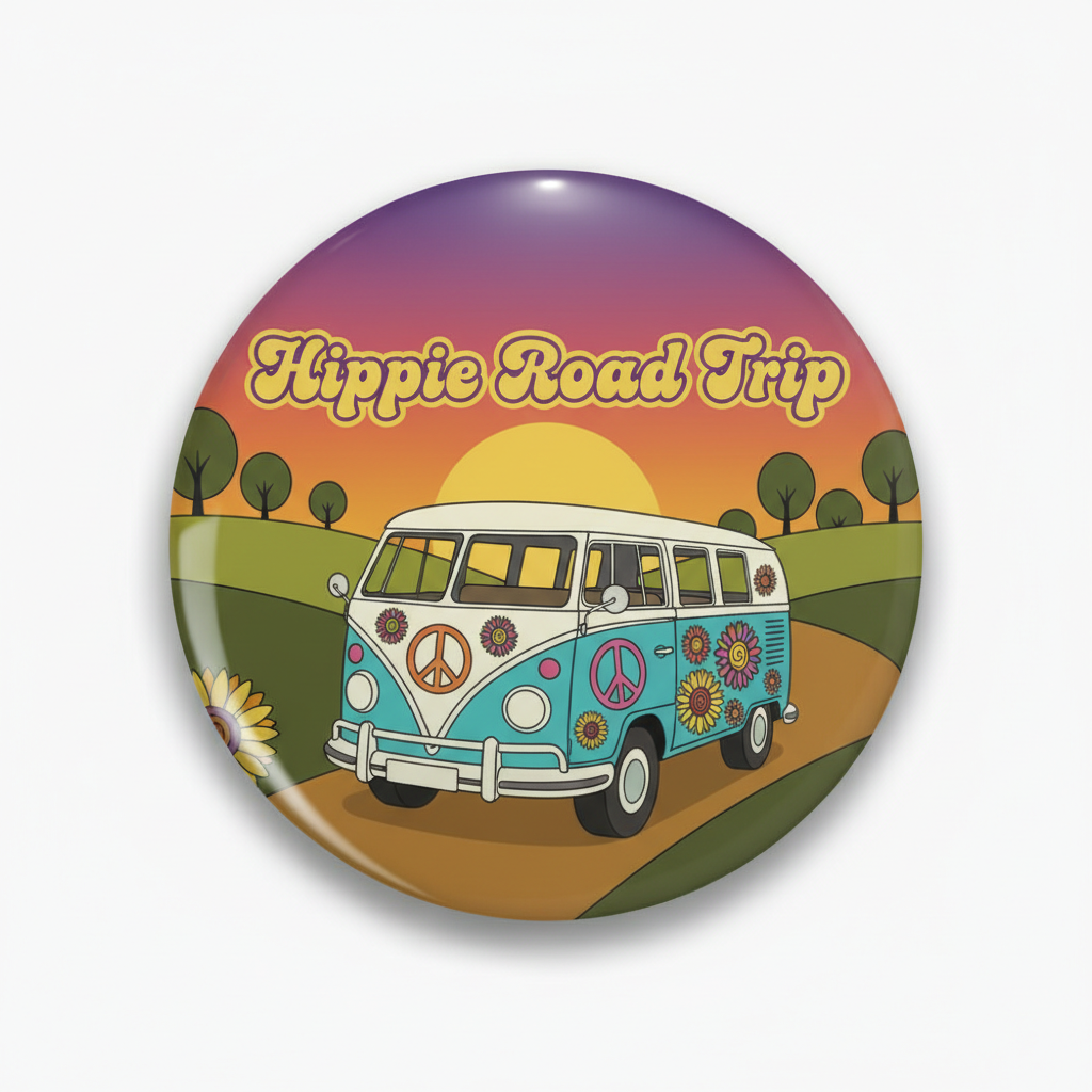 Hippie Road Trip Pinback 2.25-inch