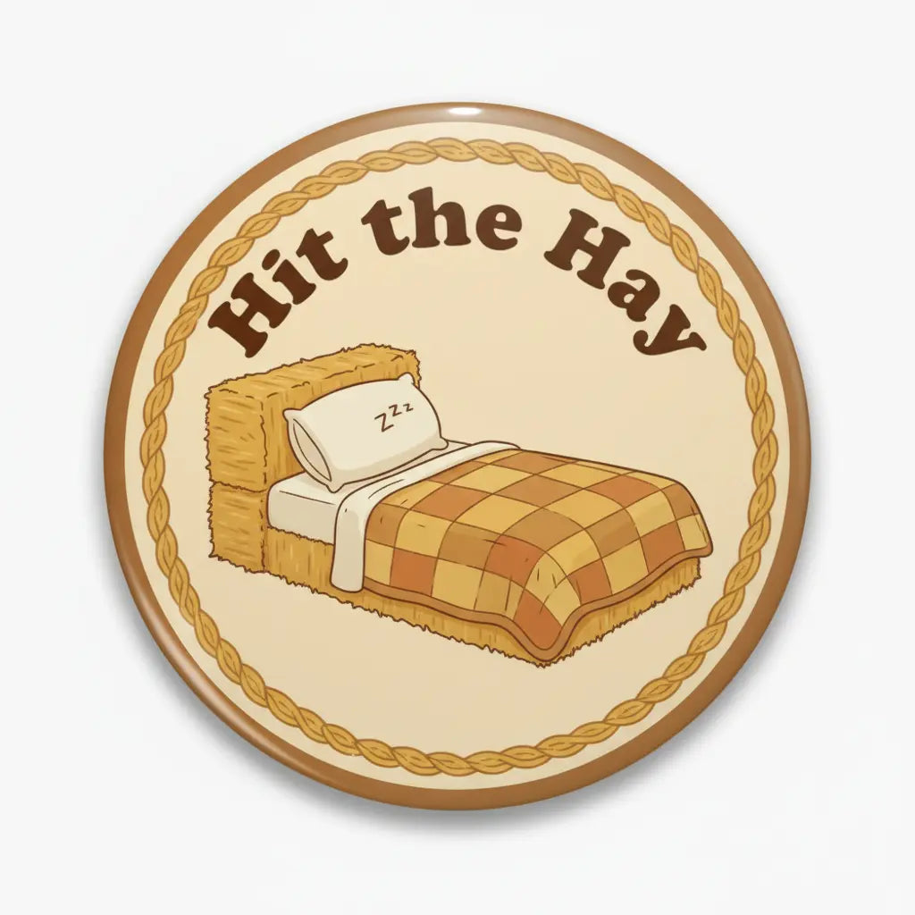 Hit the sack/hay Pin Button 2.25-inch - mypinbacks.com