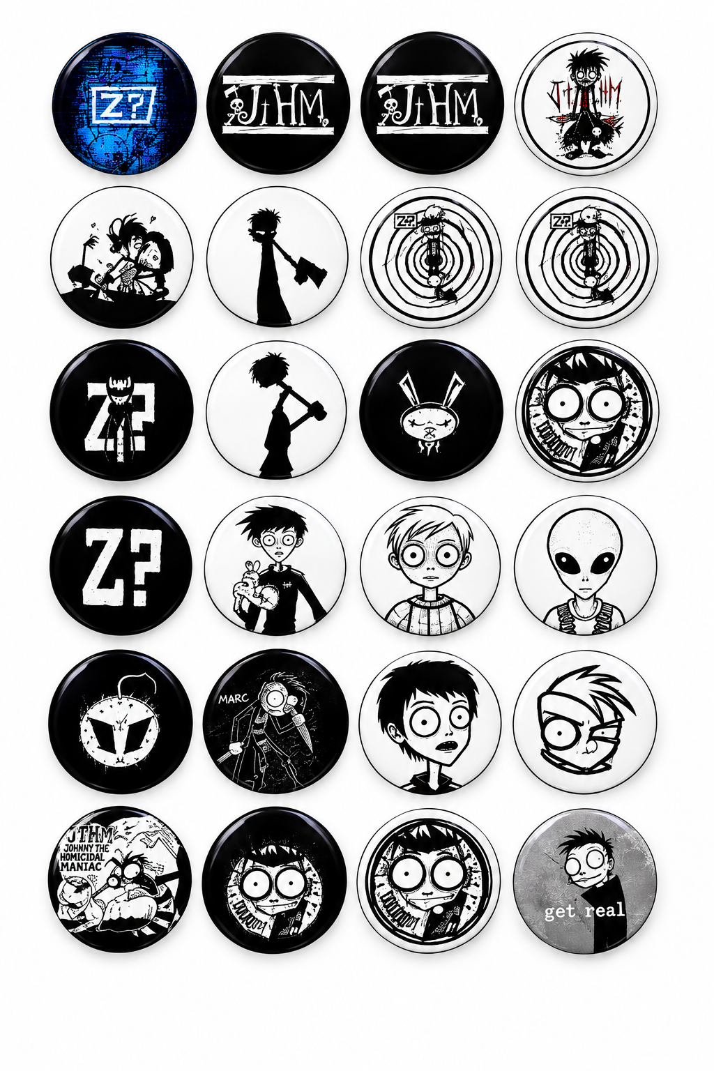24 Pcs Johnny the Homicidal Maniac 1.25-inch