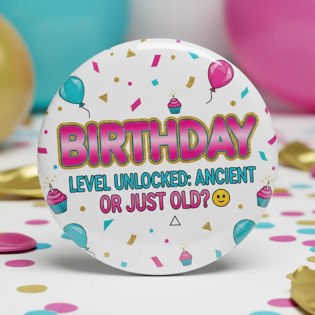 Humor Birthday Level Unlock Pinback 2.25-inch