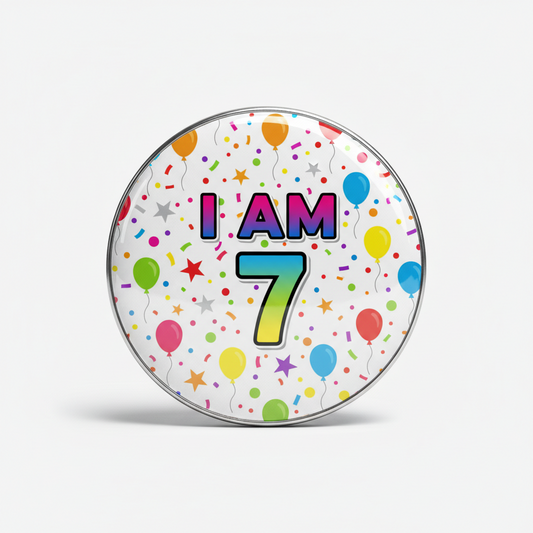I am 7 Birthday Age Pinback 2.25-inch