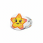 2.25-inch star cartoon pinback button with smiling yellow character face