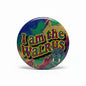Round pinback button with colorful 'I am the Walrus' graphic and walrus illustration