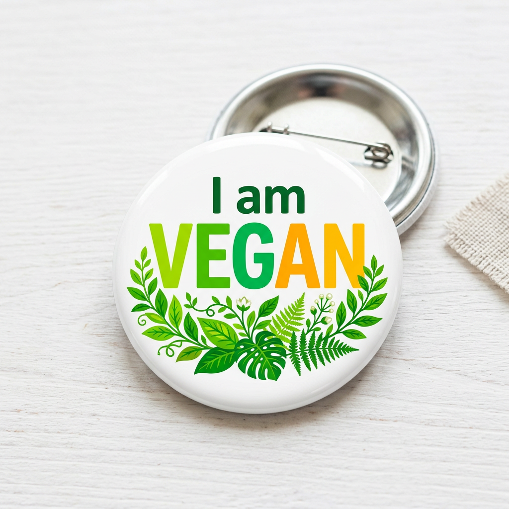 I am Vegan Pin Button 2.25-inch