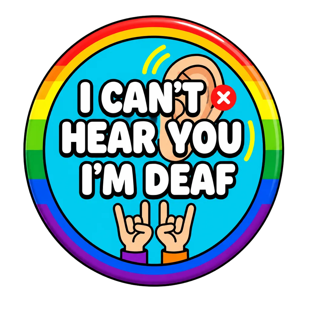 I cant hear you Im Deaf Pin Button Cartoon 2.25-inch