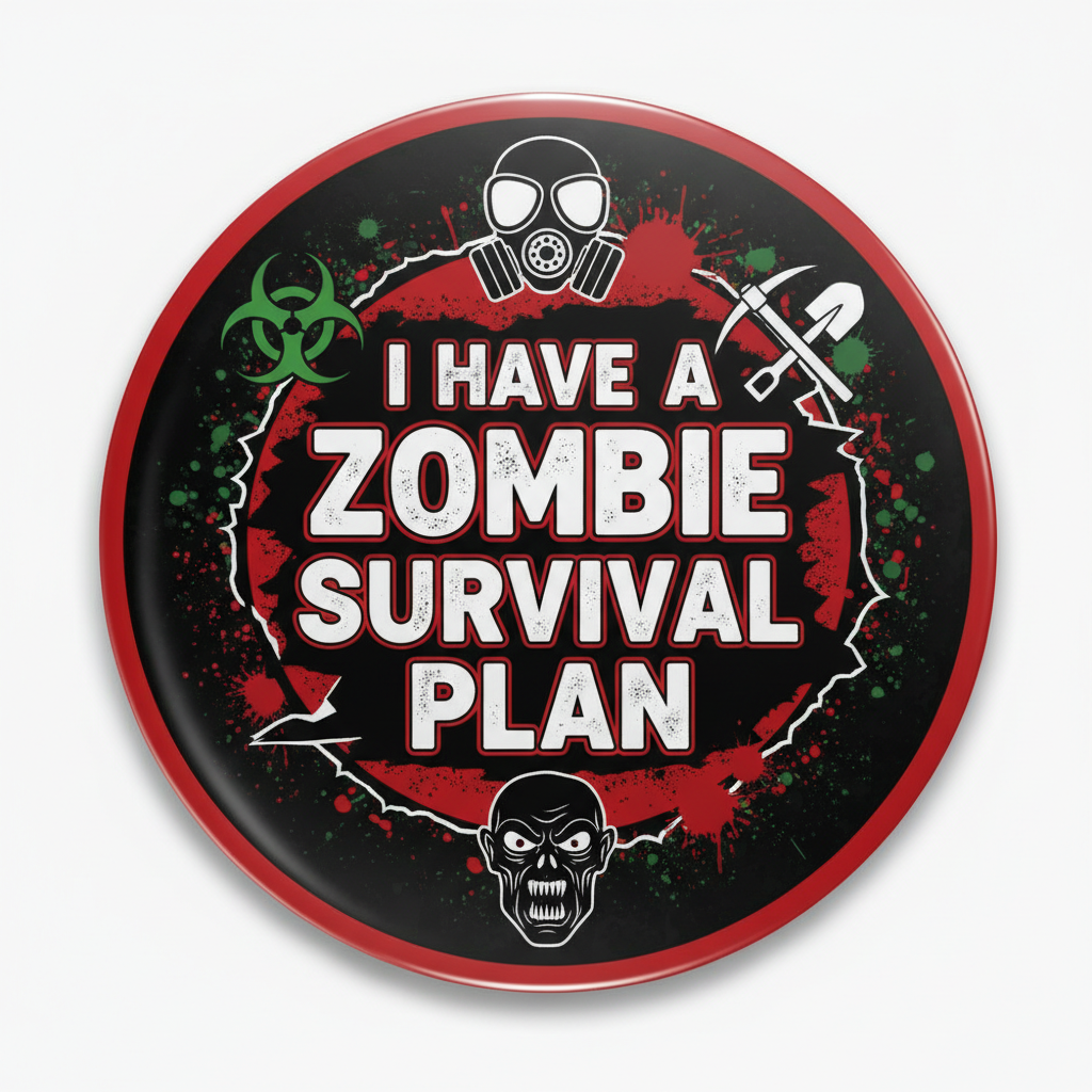 I Have a Zombie Survival Plan Pinback 2.25-inch