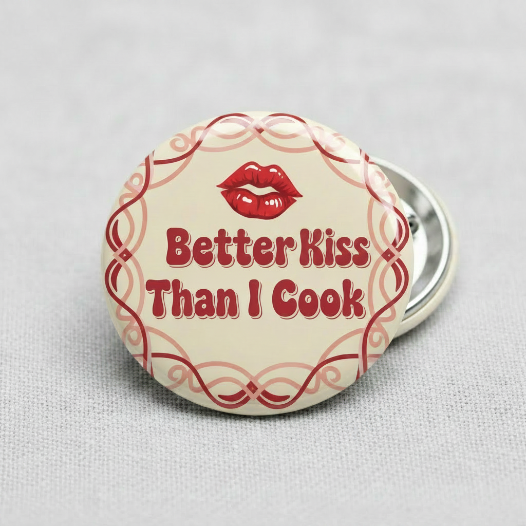 I Kiss Better Than I Cook Pinback 2.25-inch