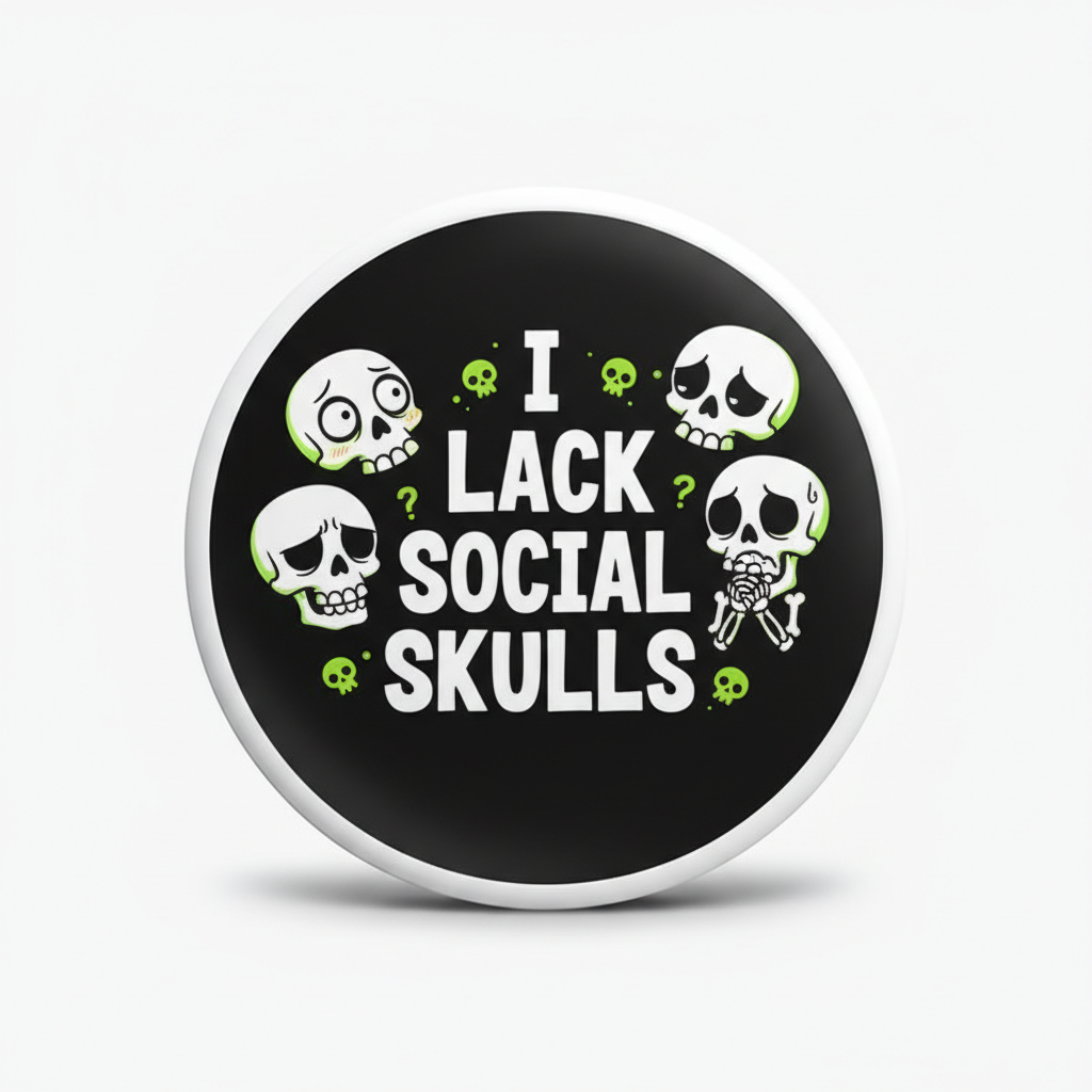 I lack social skulls Pinback 2.25-inch