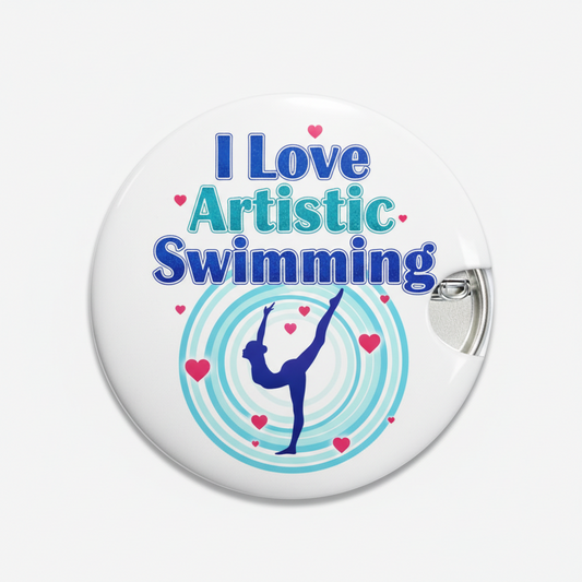 I Love Artistic Swimming Pinback 2.25-inch mypinbacks.com