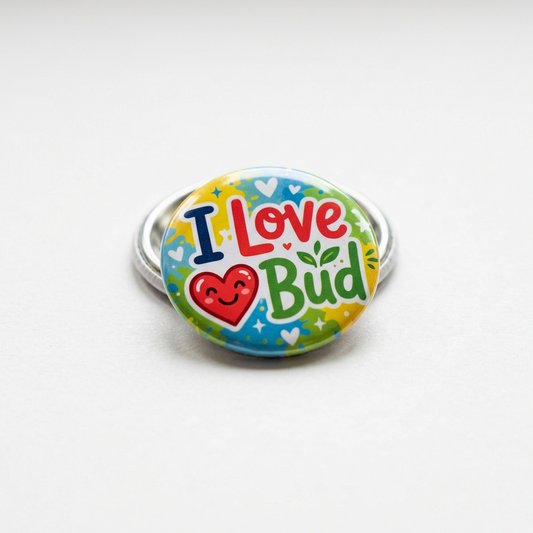 5 Pcs I Love Bud Pin Button 1.25-inch