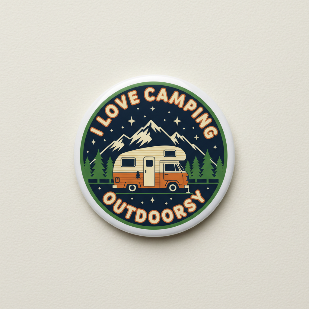 I Love Camping Outdoorsy Pinback 2.25-inch Mypinbacks.com