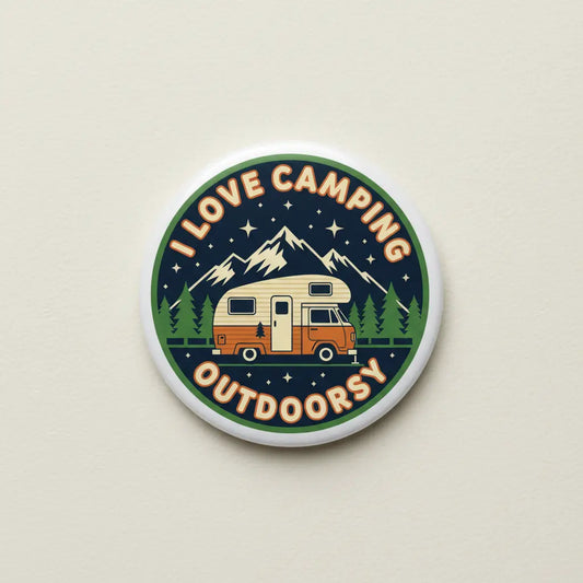 I Love Camping Outdoorsy Pinback 2.25-inch