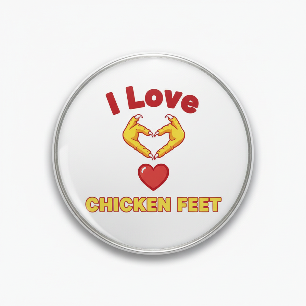 I Love Chicken Feet Pinback 2.25-inch