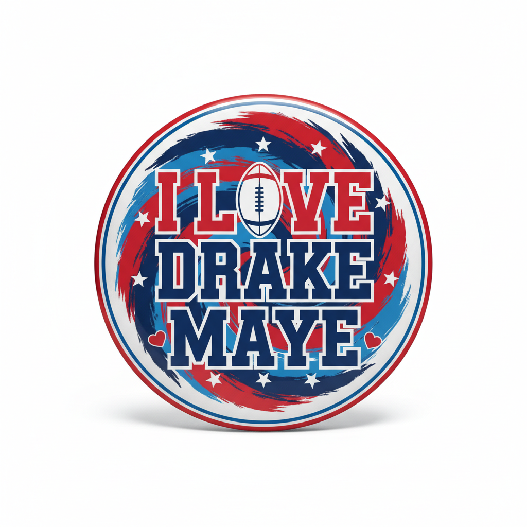 I Love Drake Maye Pinback 2.25-inch
