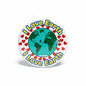 Round pinback button with teal Earth globe and 'I Love Earth' hearts