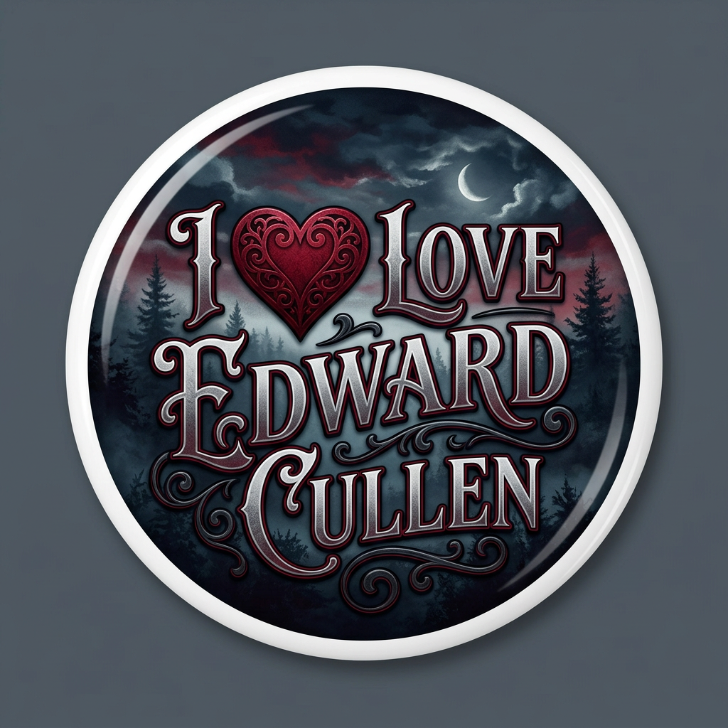 I Love Edward Cullen Pin Button 2.25-inch
