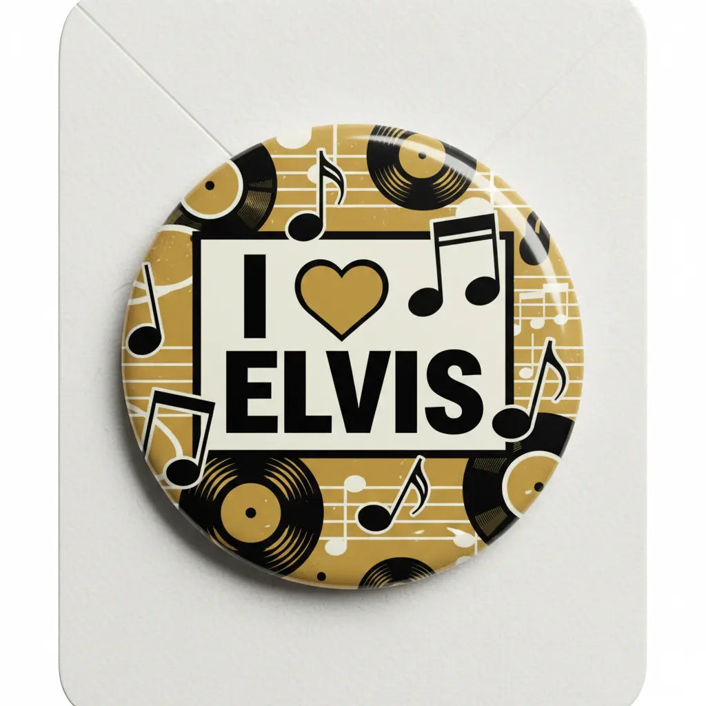 I Love Elvis Pin Button 2.25-inch Music - mypinbacks.com