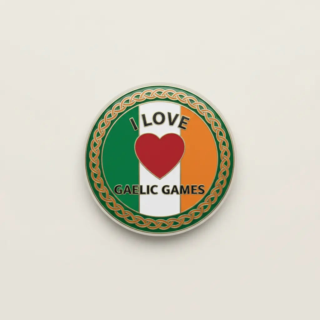 I Love Gaelic Games Pin Button 2.25-inch - mypinbacks.com